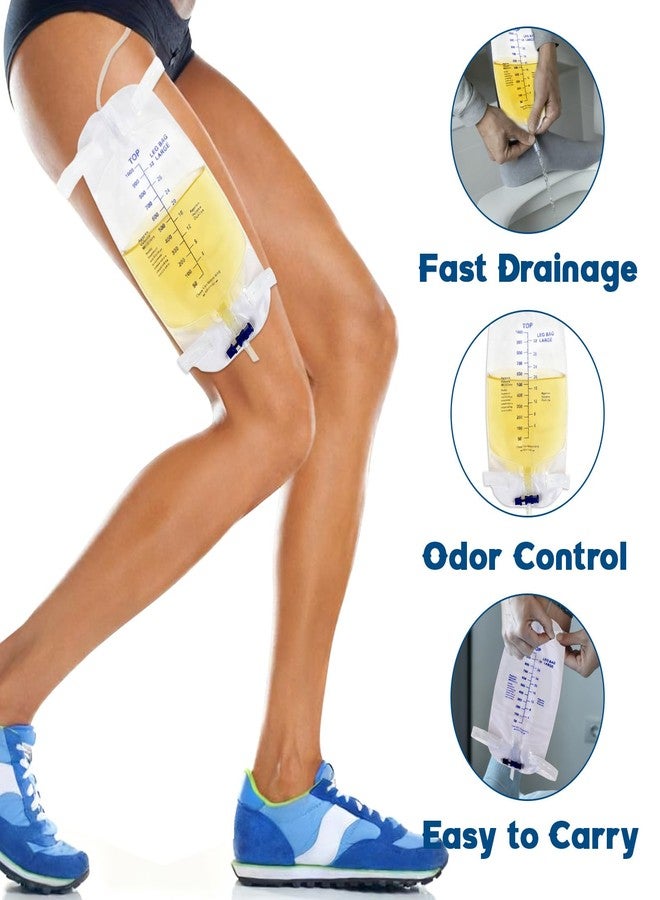 Ysglory 6Pcs Catheter Leg Bags 1000ml Urinary Drainage Bag for Men Women Urine Collection Bag Anti-Reflux Cross Valve with Cloth Straps to Attach to Your Foot - Image 5